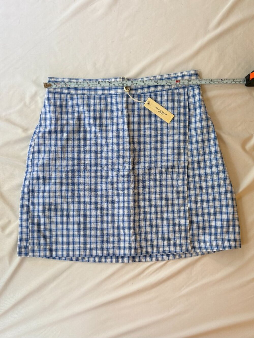 Max Studio London Blue Plaid Mini Skirt Size Small NWT - Picture 2 of 4